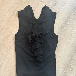 Elegant Black Sleeveless Top with Ruffle Detail